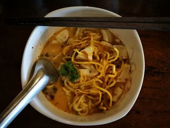 Close-up of served food in plate