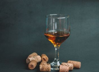 Close-up of wine glass on table