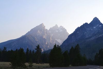 Scenic view of mountains against clear sky