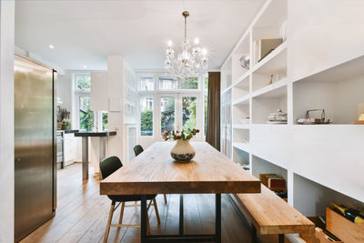 Empty dining table at home