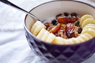 Close-up of muesli served in bowl