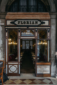 Illuminated entrance of building