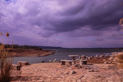 Scenic view of beach against sky