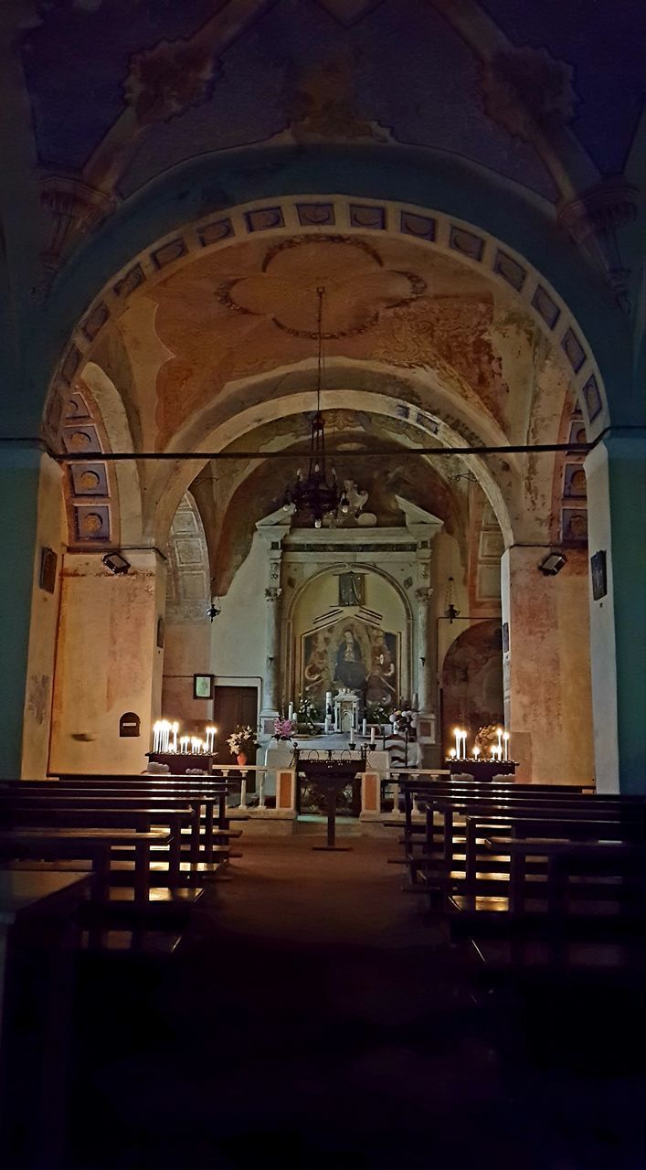 INTERIOR OF ILLUMINATED CHURCH