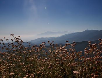 Scenic view of mountains against sky