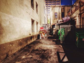 Narrow alley along buildings