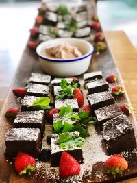 Close-up of dessert on table