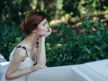 Young woman looking away