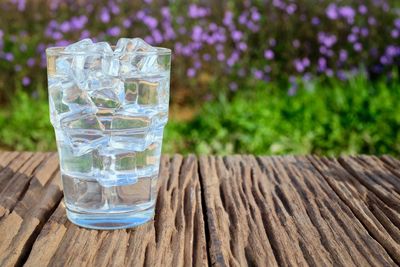 Close-up of drink in glass on table