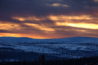 Scenic view of landscape against sky during sunset