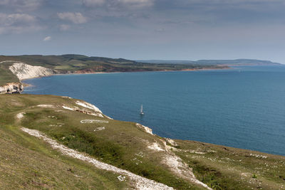 High angle view of sea against sky