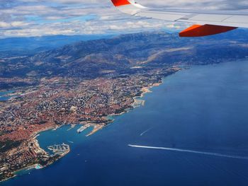 Aerial view of sea against sky