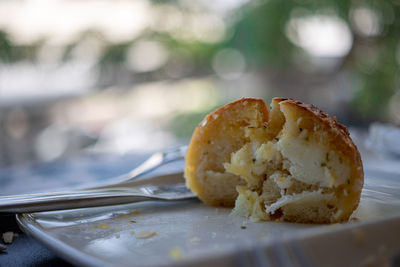 Close-up of bread in plate