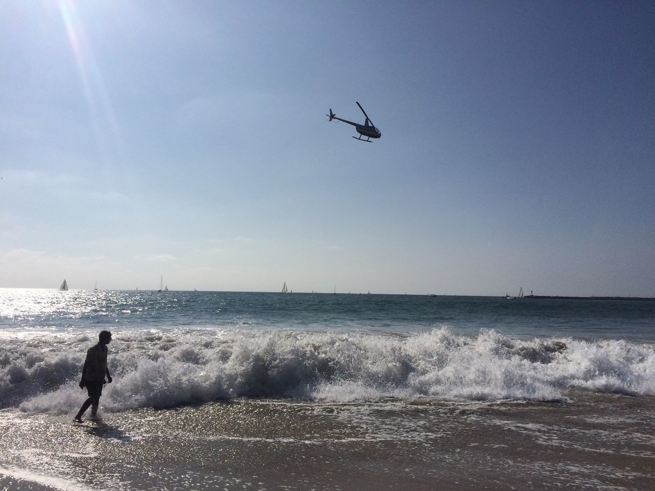 sea, water, horizon over water, leisure activity, lifestyles, wave, flying, men, mid-air, sky, extreme sports, motion, water sport, vacations, scenics, beach, surfing, adventure