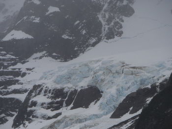 High angle view of snow covered land