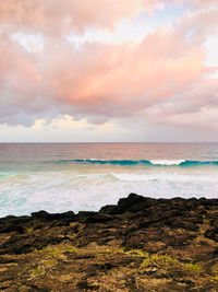 Scenic view of sea against sky during sunset