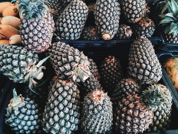 Directly above of fruits for sale at market stall