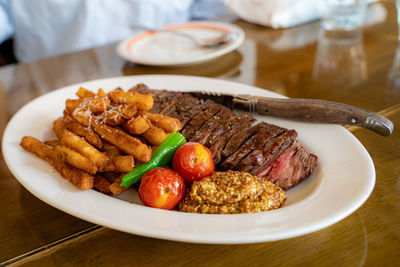 Close-up of food in plate on table