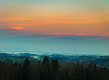 Scenic view of landscape against sky during sunset