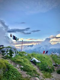 Scenic view of land against sky