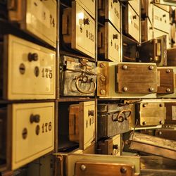 Lockers in a bank vault