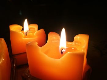 Close-up of illuminated candles