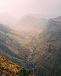 High angle view of valley against sky