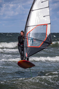 Boat sailing on sea