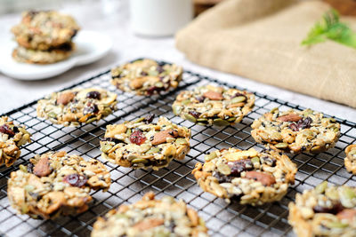 Close-up of cookies on table