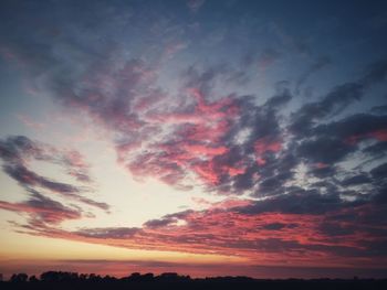 Low angle view of dramatic sky during sunset