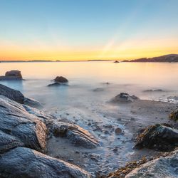 Scenic view of sea against sky during sunset