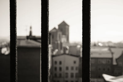 View of buildings through window