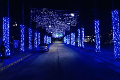 Illuminated christmas lights at night