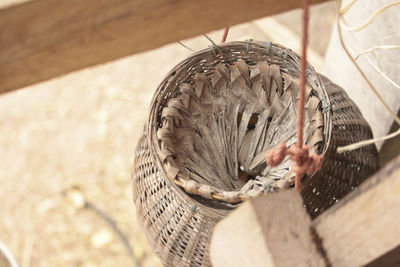 Close-up of man holding wicker basket