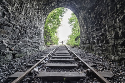 Railroad tracks in tunnel