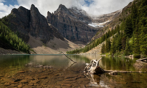 Scenic view of lake and mountains