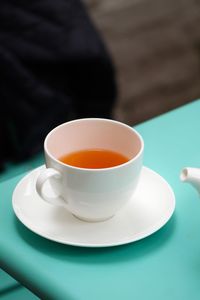 High angle view of coffee on table