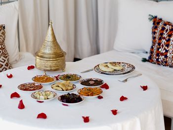 High angle view of cake on table