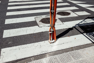 High angle view of road markings