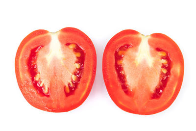 Close-up of strawberry over white background