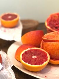 Close-up of orange fruit on table