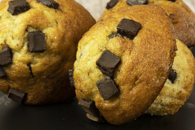 Freshly baked banana chocolate chunk muffins