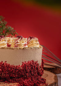 Close-up of red velvet cake