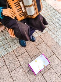 Low section of a street musician