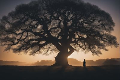 Low angle view of silhouette tree at sunset