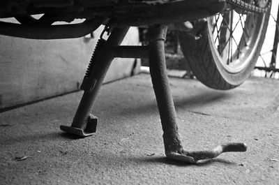 Low section of a bicycle on road