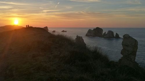 Scenic view of sea during sunset