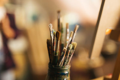 Close-up of paintbrushes