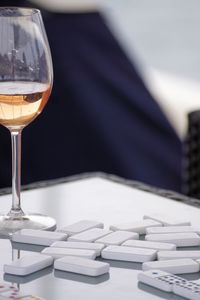 Close-up of wine glass on table