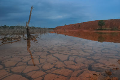 Scenic view of lake against sky